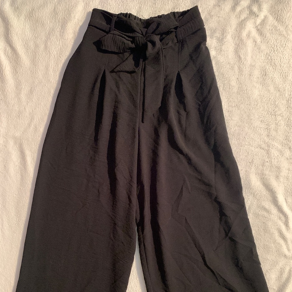 Altar’d state pleated tie paper bag waist wide leg trousers